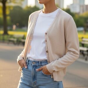 Vintage Christopher & Banks‎ embroidered cardigan size S dainty preppy